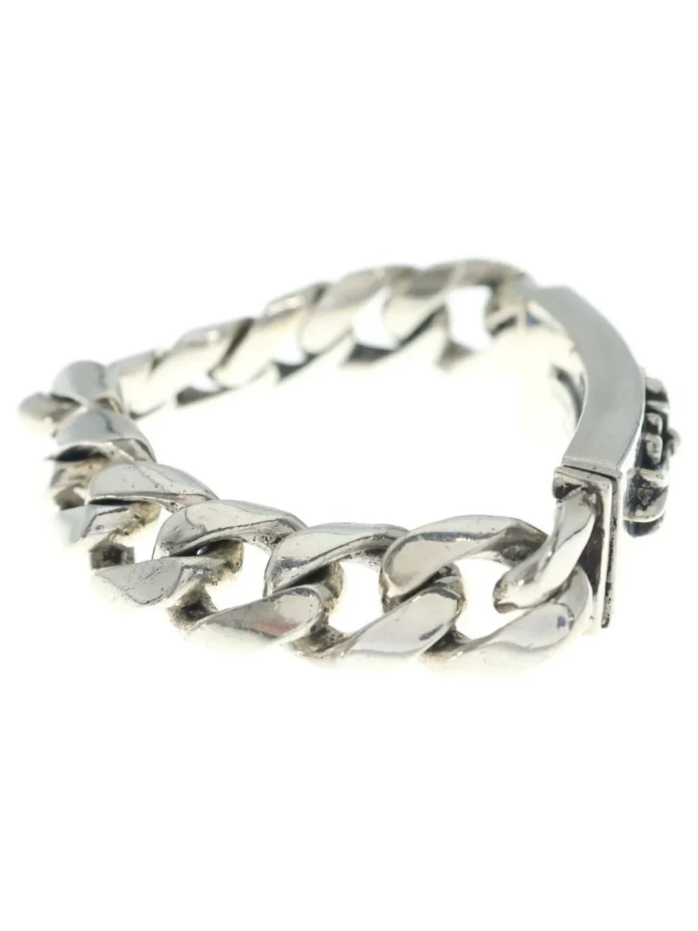Chrome Hearts ID Floral Cross ID Classic Link Bracelet Silver